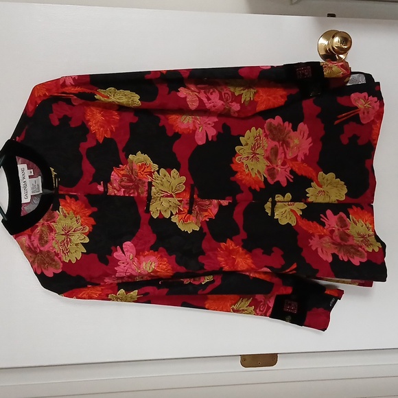 GALINDA WANG, 100% Silk Vibrant Floral Kimono Jacket, Size 14 - Picture 1 of 13